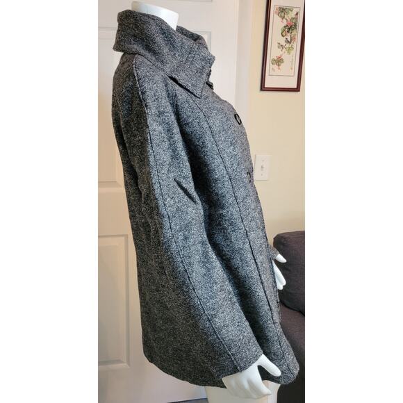 Hilary Radley Tweedy Lined Car Coat Wool Blend 4 Button Mod Size 14 Heather Gray - Picture 3 of 7